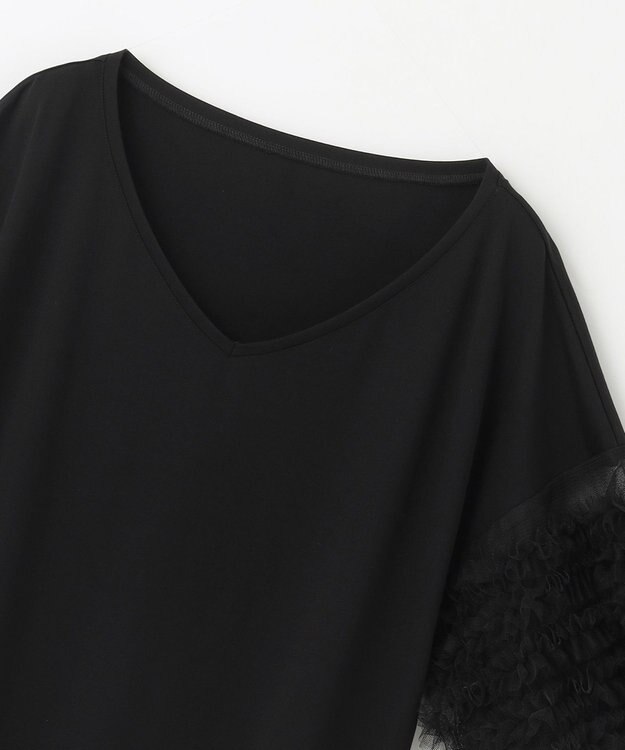 GRACE CONTINENTAL チュールフリルスリーブトップ ブラック