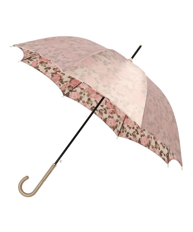 MOONBAT mila schon (ミラショーン) 長傘 内側花プリント キャメル(ピンクベージュ)