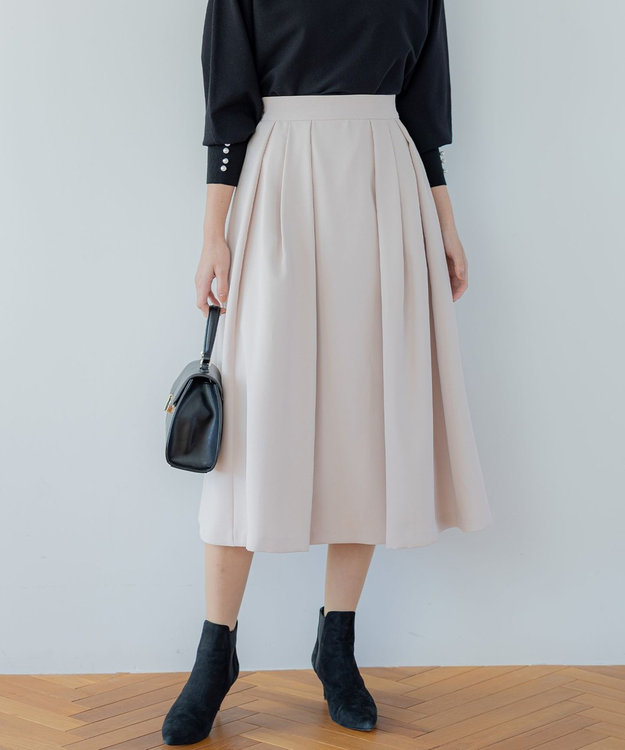 組曲 【洗える・4色展開】ウーステッドライクギャバ スカート ピンクベージュ系