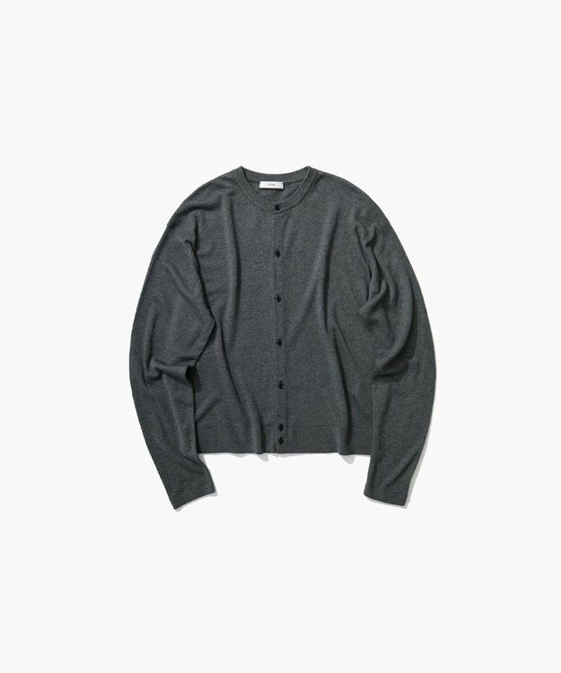 ATON GARMENT DYED CASHMERE SILK | クルーネックカーディガン CHARCOAL GRAY