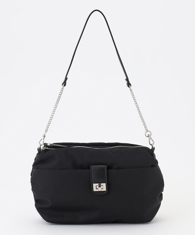 J.PRESS LADIES 【2way】ナイロンギャザー ショルダー バッグ ブラック系