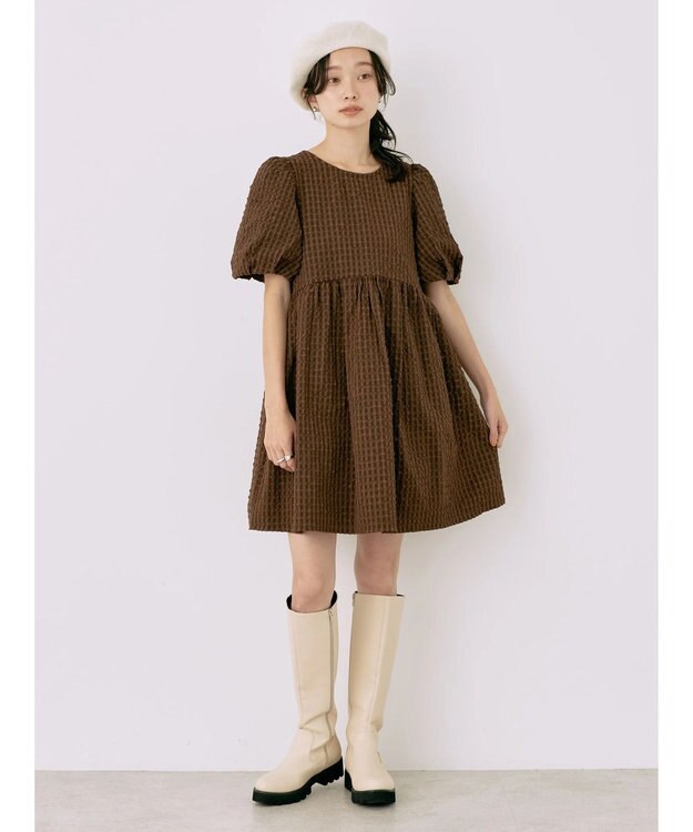 earth music&ecology バックオープンチュニックワンピース Brown