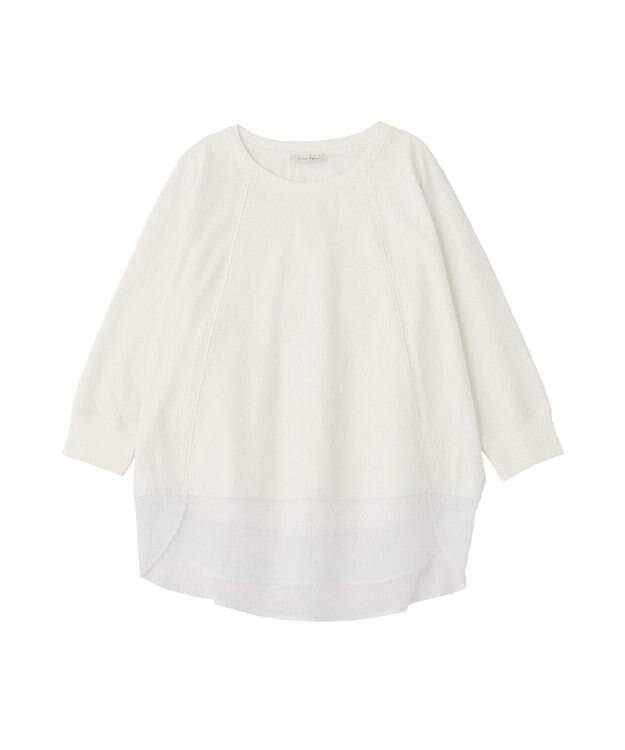 Green Parks 七分袖ドルマン裏毛シアードッキングプルオー Ecru