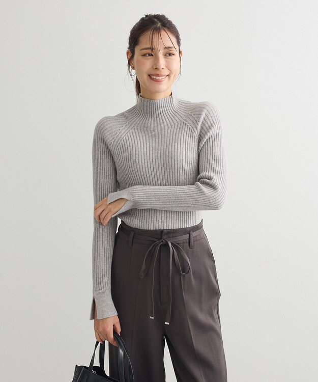 Green Parks ・Ｐｅｔｉｔ　Ｆｌｅｕｒ　ボトルネックリブニット Light Gray