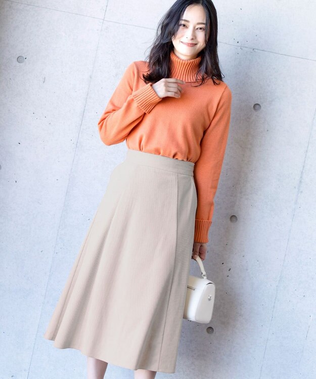 Tiaclasse L 【洗える】大人上品なコーデュロイフレアスカート グレージュ