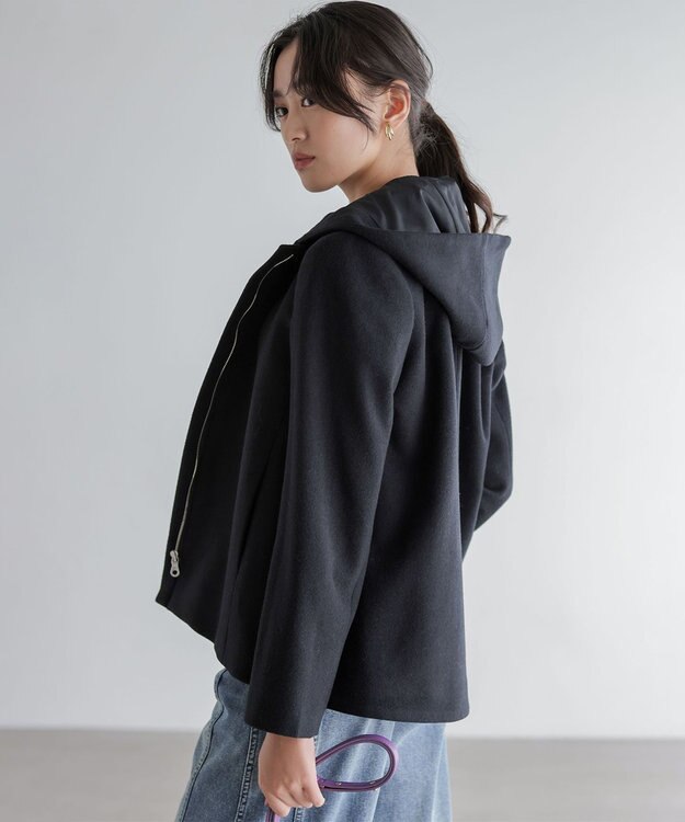 組曲 L ウールモッサ ショートコート ブラック系