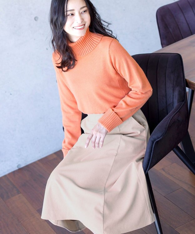 Tiaclasse L 【洗える】大人上品なコーデュロイフレアスカート グレージュ