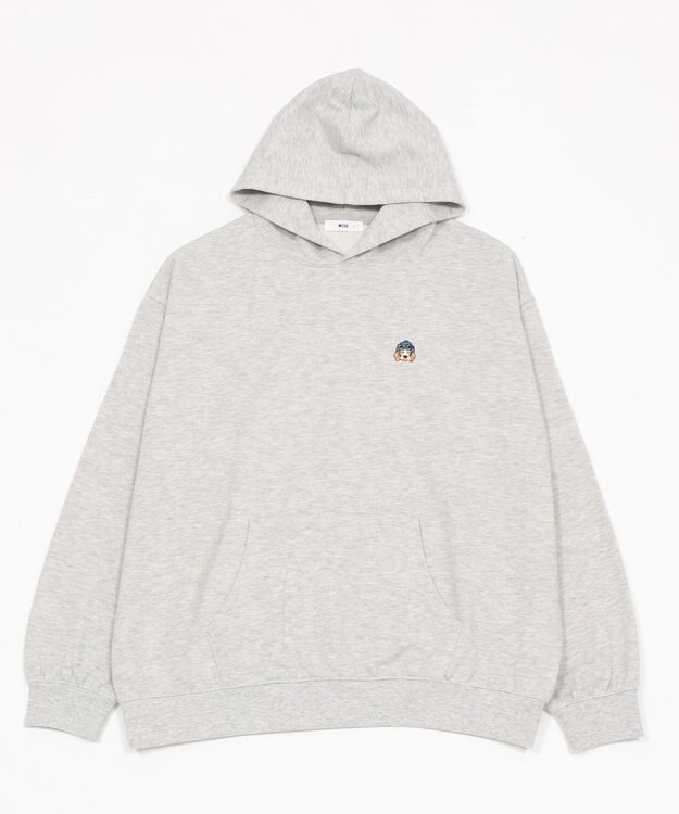 WEGO 【ユニセックス着用ITEM/SMLサイズ展開/裏起毛】ワンポイント刺繍プルパーカー アッシュグレー