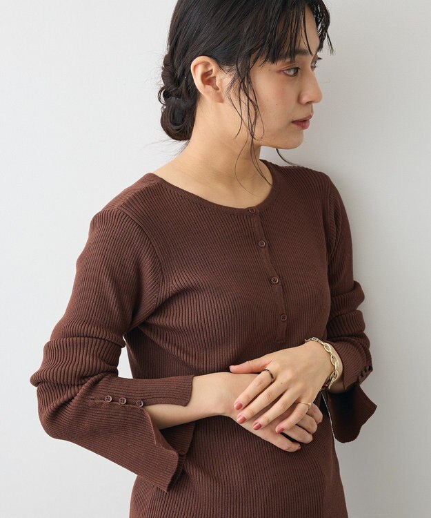 CRAFT STANDARD BOUTIQUE ヘンリーネック袖フレアプルオーバー Brown