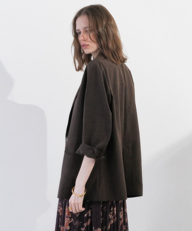 YECCA VECCA マシンウォッシャブルリネンライクジャケット Brown