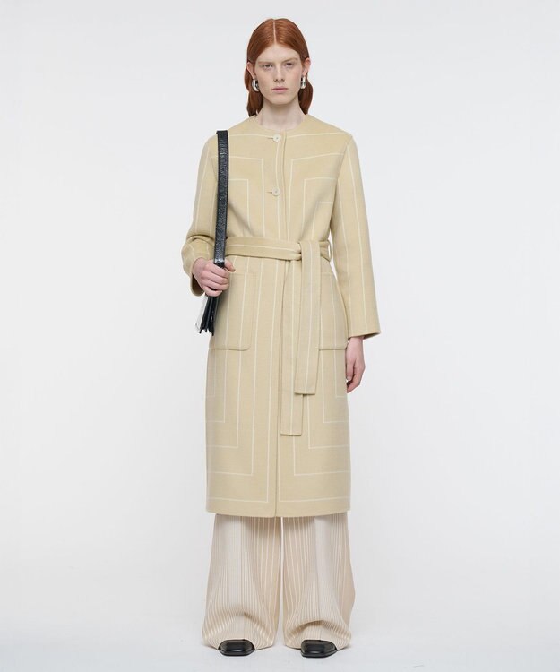 JOSEPH ジオメトリック ダブルフェイス ロングウールコート Affogato / Ivory