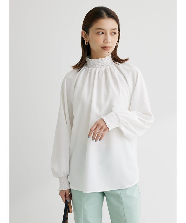 Green Parks ・ＥＬＥＮＣＡＲＥ　ＤＵＥ　シャーリングカラーブラウス Off White