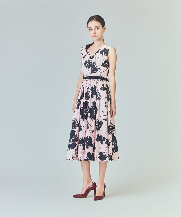 GRACE CONTINENTAL バイカラーボタニカルドレス ピンク