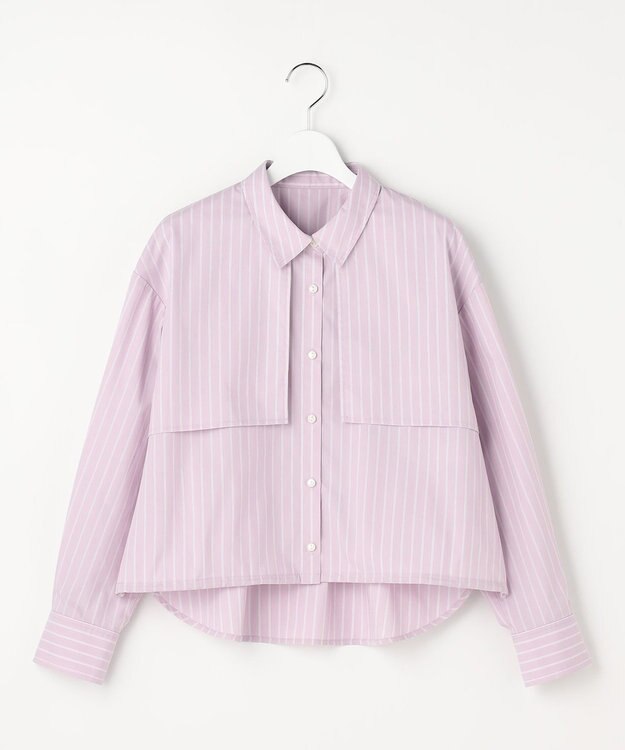 ANY SIS クロップドヨークハオリ シャツ ラベンダーストライプ