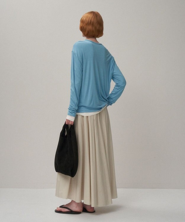 ATON NATURAL DYED COTTON LAWN | ギャザースカート BEIGE