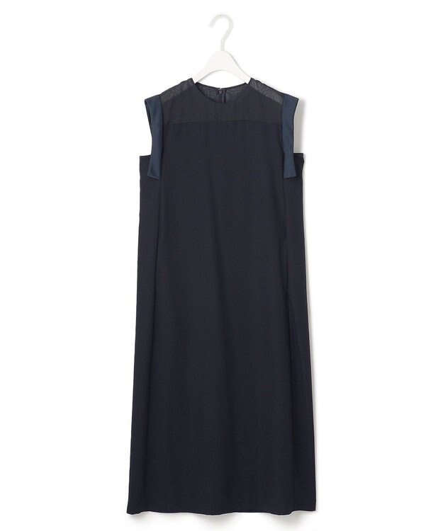 ICB L 【UVケア・接触冷感・速乾・洗える】 FluidBackSatin デザインワンピース ネイビー系