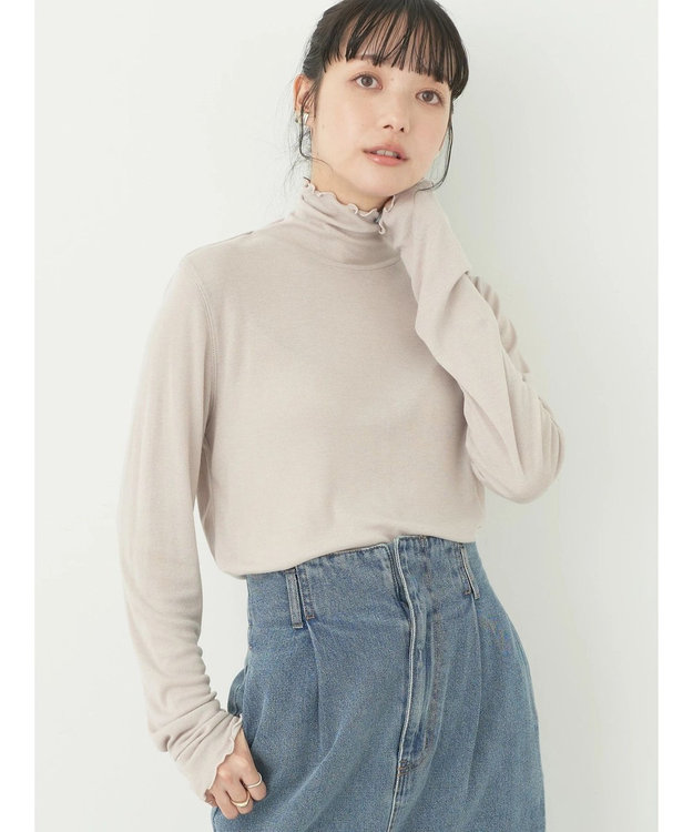 earth music&ecology シアータートルネックプルオーバー Beige