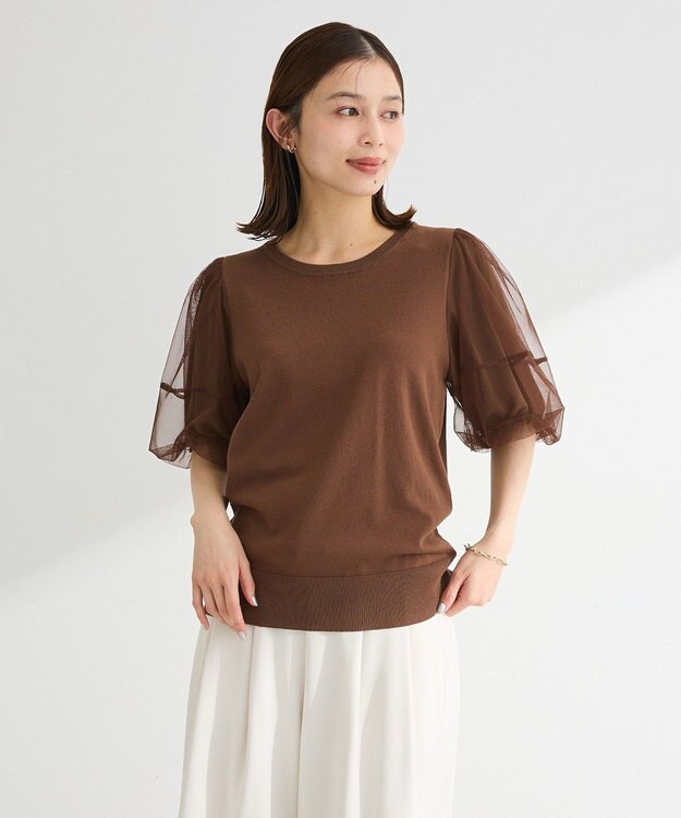 Green Parks チュールボリュームスリーブニットプルオーバー Mocha