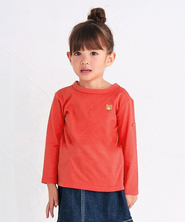 MIKI HOUSE HOT BISCUITS 【70-120cm】【Everyday Series】ワンポイント 長袖Tシャツ コーラルピンク