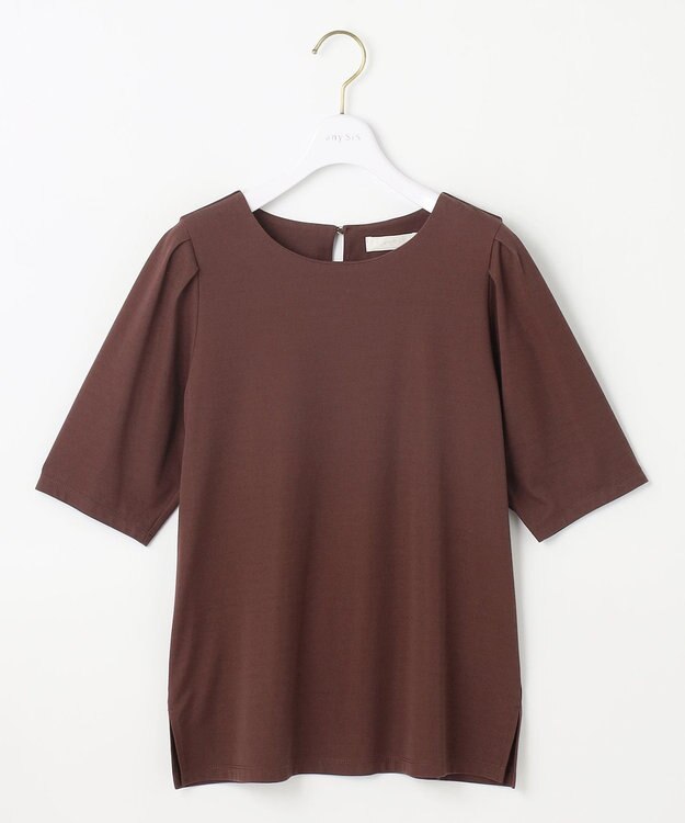 ANY SIS 【接触冷感・UVカット・洗える】ハイストレッチスムースタックスリーブ カットソー ブラウン