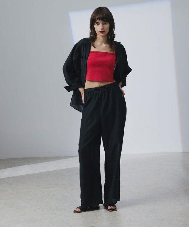 uncrave リヨセルシルクローン ギャザーパンツ ブラック