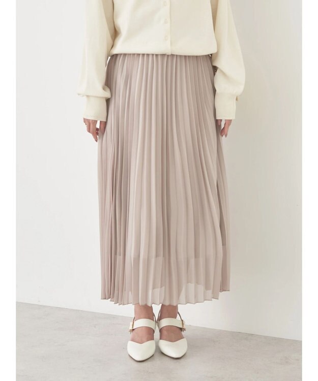 earth music&ecology すきな丈シフォンプリーツスカート Gray Beige