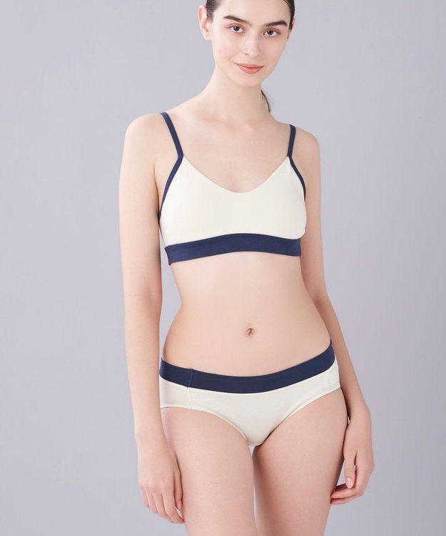 une nana cool 綿ベア天竺 カラーブロッキング ノンワイヤーブラジャー CR