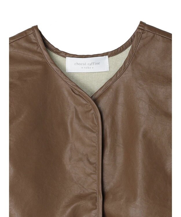 Green Parks フェイクレザーベスト Brown