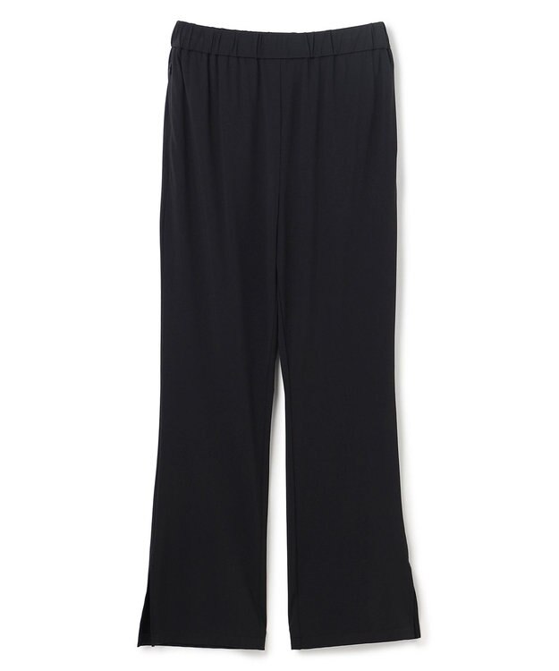 UNFILO L 【ウエストゴム】ドライトリコット セミフレアパンツ ブラック