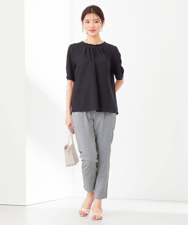 ANY SIS 【美人百花6月号掲載】シアーストライプ ブラウス ネイビー