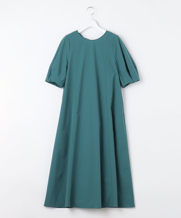 UNFILO 【撥水/シワになりにくい】FINE MOVE ランタンスリーブワンピース グリーン