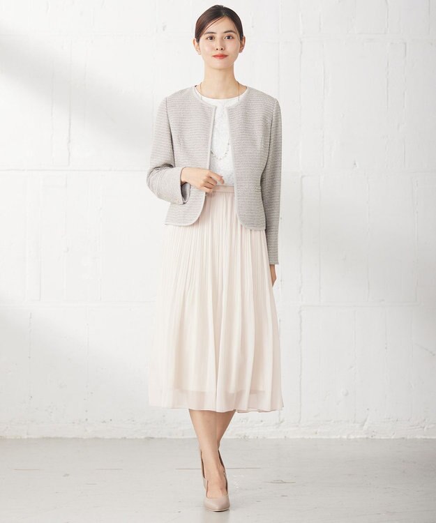 ANY SIS シャイニーストレッチツイード ジャケット シャンブレーグレー