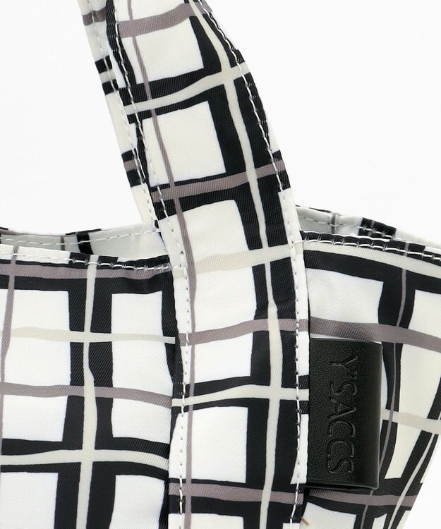 Y'SACCS 総柄プリントミニトートバッグ ブラック（チェック柄）