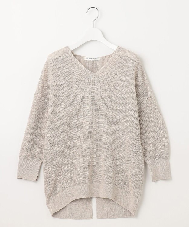 23区 【洗える】ピュアリネン Vネック ニット ブラウン系5