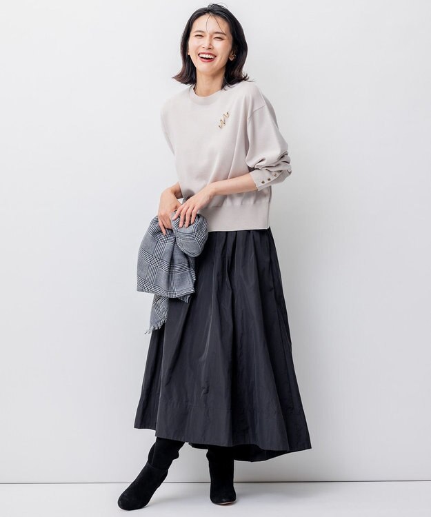 23区 シルケットウール グレンチェック柄 ストール ブラック系1