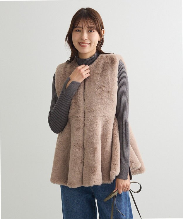 Green Parks ・Ｐｅｔｉｔ　Ｆｌｅｕｒ　ボトルネックリブニット Charcoal Gray