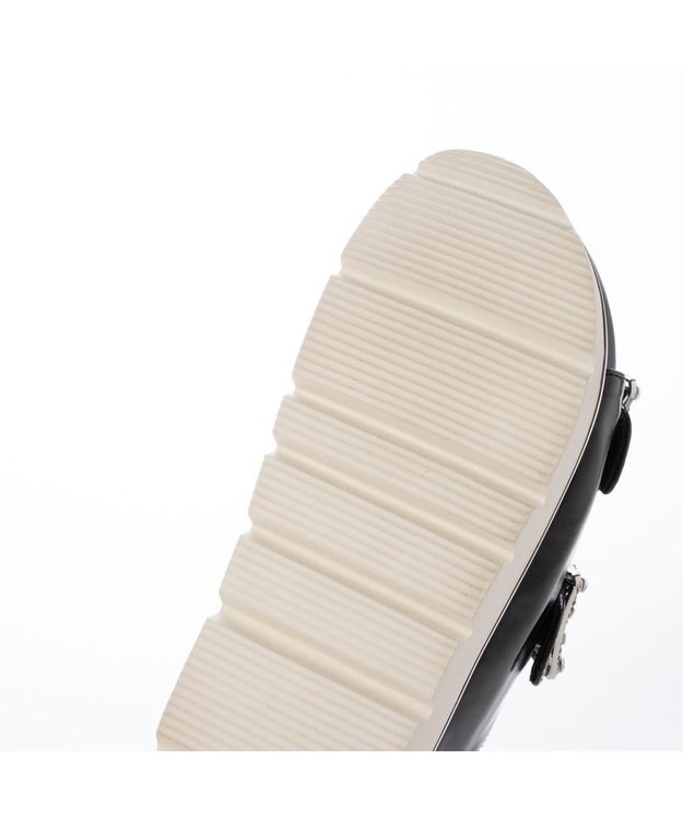 MODE ET JACOMO <carino>厚底ビジューバックルサンダル ブラック