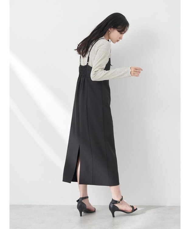 earth music&ecology バックスリットＩラインキャミワンピース Black