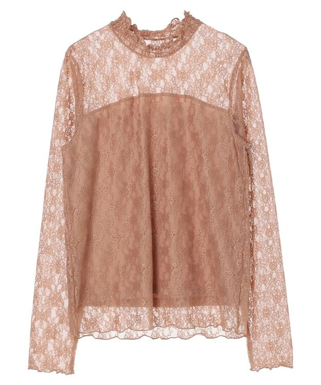 earth music&ecology レースドッキングプルオーバー Salmon Pink