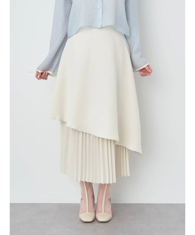earth music&ecology プリーツドッキングスカート Ivory