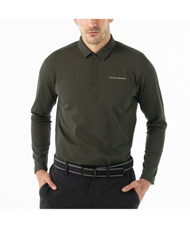 ZERO HALLIBURTON 【吸水速乾・保温】 Octa 長袖 ポロシャツ ZHG-M5A8a 85123 カーキ