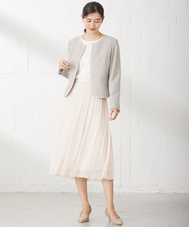 ANY SIS シャイニーストレッチツイード ジャケット シャンブレーグレー