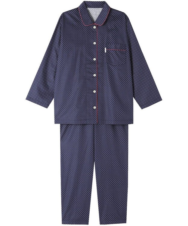 ワコール／睡眠科学 パジャマ 長袖 長ズボン 綿100%(本体) サテン生地 光沢感 なめらかな肌ざわり 上下セット 前開き YDX536 睡眠科学／ワコール コン