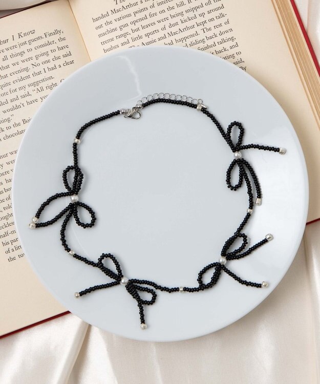 WEGO Lビーズリボンネックレス ブラック