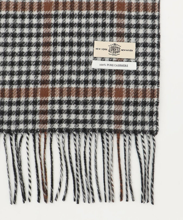 J.PRESS MEN リバーシブル カシミヤマフラー チェック×ストライプ ブラウン系3