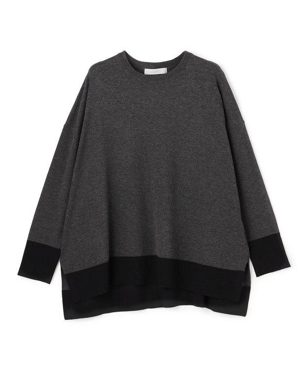 UNFILO L マイビューティニット ワイドクルーネック チャコールブロック