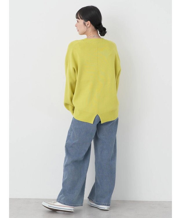 earth music&ecology アンチピリングバックスリットプルオーバー Lime Green