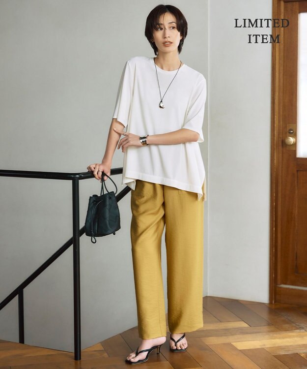 ICB 【WEB限定・洗える】シアートリコット ペプラムカットソー オフホワイト系