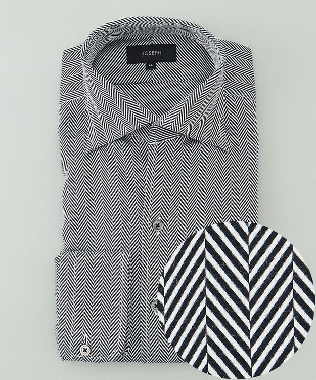 JOSEPH HOMME ツイルヘリンボンクレイジー　イタリアンカラー ブラック系1