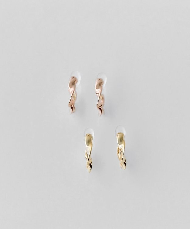 Phoebe 【金属アレルギー対応】【痛くないシリーズ】モーションメタルクリスタルループフィットイヤリング　シャンパンゴールド シャンパンゴールド